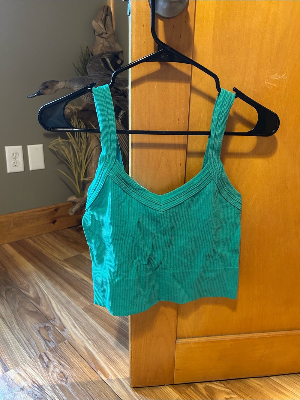 Ribbed Teal Crop Tank - Women's Sleeveless Top
